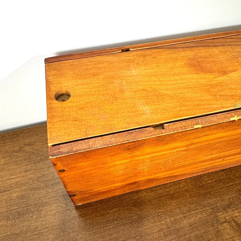 Vintage M. Chapoutier French Wooden Wine Crate Sliding Lid Hermitage Box